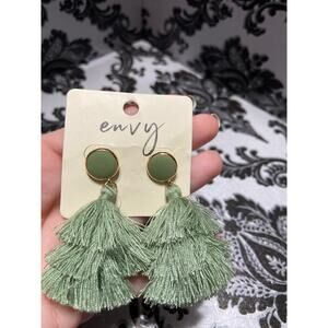 Envy green tassel earrings